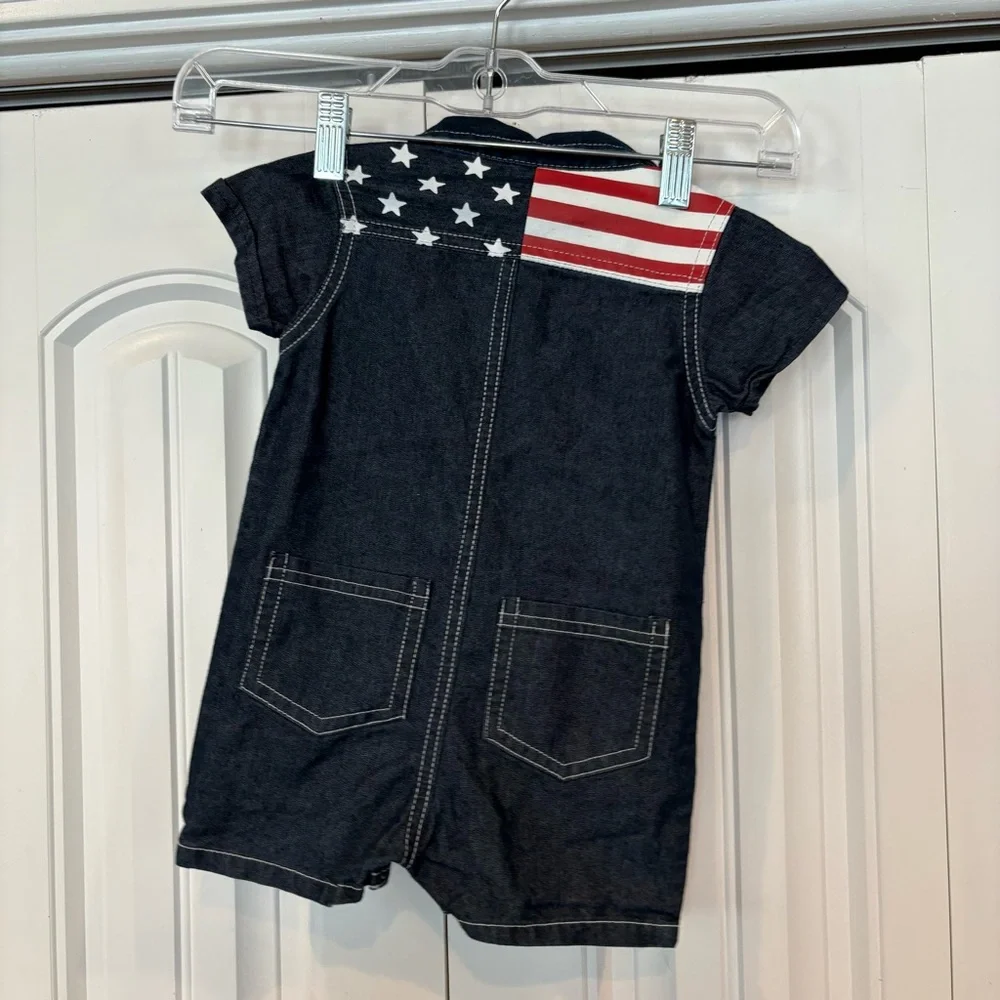 U.S. Polo Assn Denim American Flag‎ Romper Size 6-9 Months